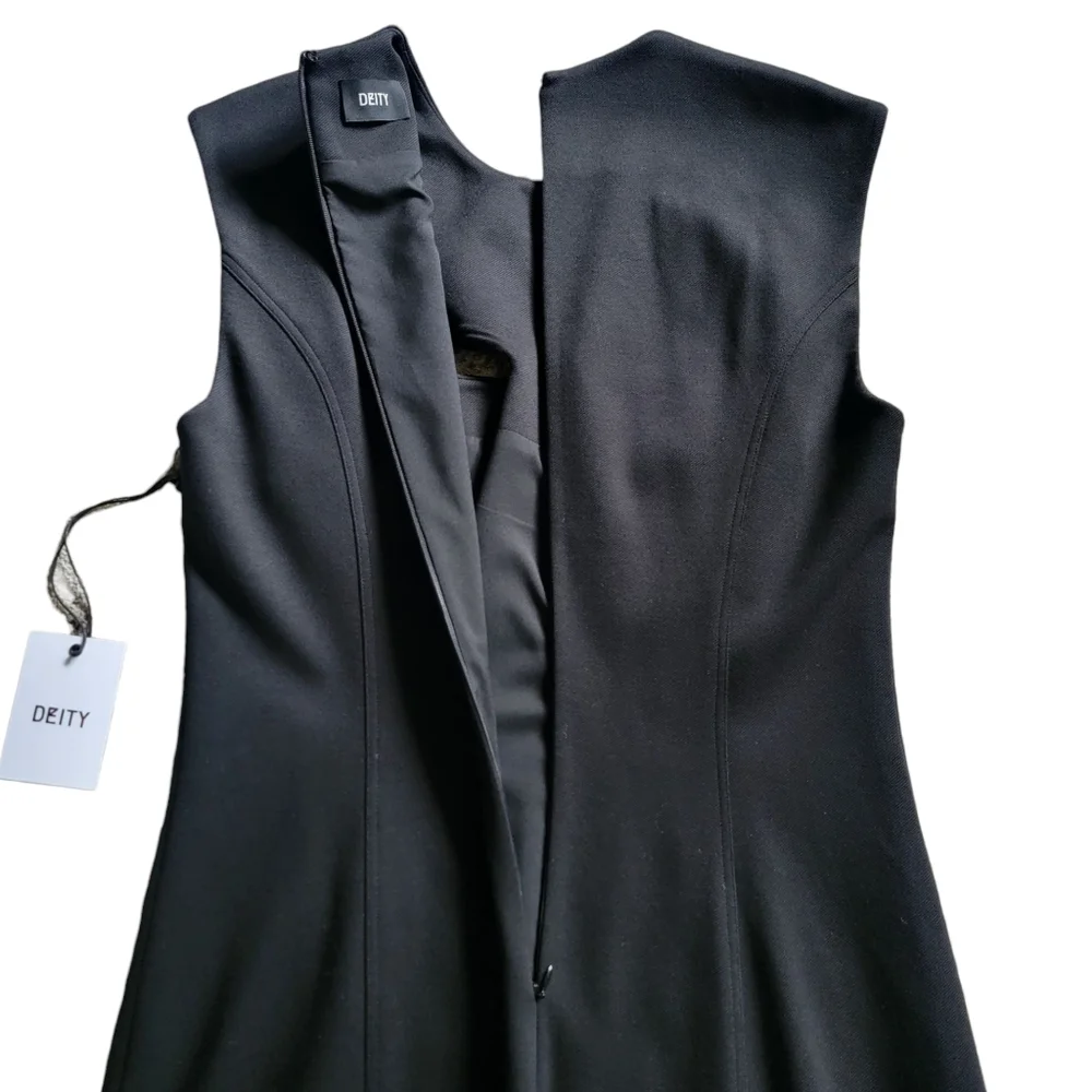 NWT DEITY New‎ York Black Sleeveless Cut-Out Mini A-line Minimalist Dress Size 8 - Picture 8 of 11